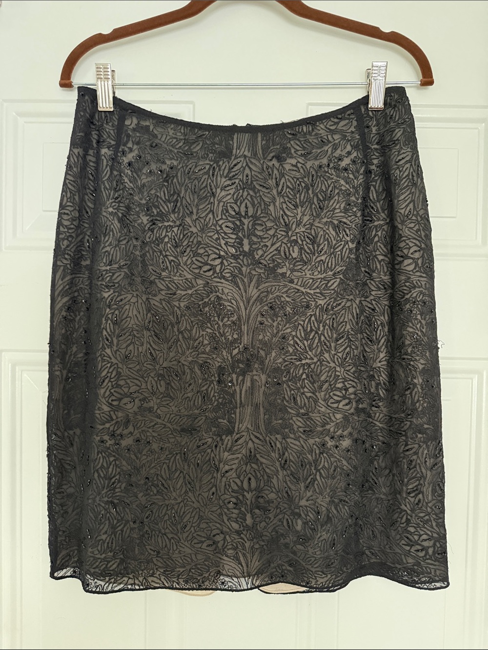 Kathryn Dianos Black Lace Overlay Pencil Mini Skirt Sz 8